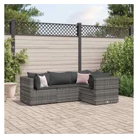 vidaXL 4-tlg. Garten-lounge-set mit Kissen Grau Poly Rattan