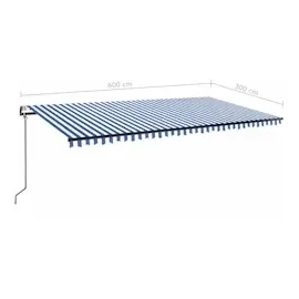 vidaXL Automatische Markise mit LED & Windsensor 600x300 Blau und Weiß