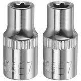 QUARKZMAN 1/4" x E7 Torx Bit Set, 2 Stück Torx Nuss Set Schrauber Sechskant Steckschlüsseleinsätze, Antrieb Tiefnuss Stern-Stecknuss für Auto Reparaturen Hauswartung DIY Handarbeit