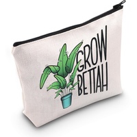 WCGXKO Kosmetiktasche mit Zitat von TV-Show, inspiriert von Grow Bettah Plant Lover Crowley mit Reißverschluss, Beige, B-wachsen Bettah