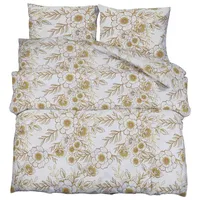 VidaXL Bettwäsche-Set Weiß und Braun 260x220 cm Baumwolle