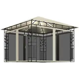 vidaXL Pavillon mit Moskitonetz & LED-Lichterkette 3x3x2,73m Cremeweiß