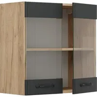 Vicco Küchenglashängeschrank R-Line, Anthrazit Landhaus, 60 cm