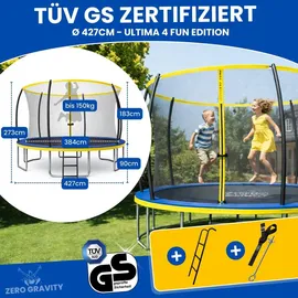 Zero Gravity Outdoor Trampolin 427 cm rund Blau/Gelb