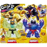 Heroes of Goo Jit Zu Heroes of Goo Jit Zu-Shifters Versus-Packung: Liquid Gold Pantaro VS Shadow Orb Scorpius: Zwei super Stretchy, Dehnbare Actionfiguren mit einzigartiger Glibber-Füllung und Glibber, 41407