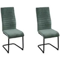 Home4You Schwingstühle 2er Set, Dunkelgrün - Schwarz - Cordbezug