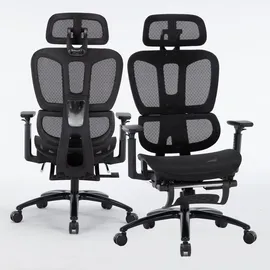 Trisens Bürostuhl in moderner Mesh-Optik mit Fußstütze ergonomischer Drehstuhl mit Nacken und Lordosenstütze - Gamingstuhl mit atmungsaktiver Netzrückenlehne und Wippfunktion