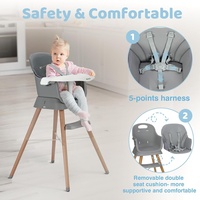 Grau Hochstuhl Babystuhl Kinderhochstuhl mit Tablett Fußstütze Babyhochstuhl DHL