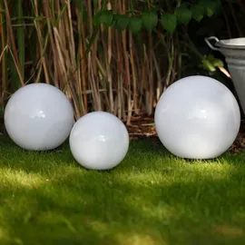 H4L Kugelleuchten 3er Set 25/30/40cm weiß E27 inkl. 3m Anschlußkabel Kugellampen Terrassenleuchte - Weiß