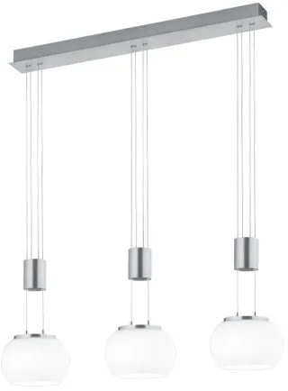 Trio 342010307 LED-Deckenpendelleuchte Madison 3x8W | 2700lm | 3000K - 3-Phasen-Dimmung, höhenverstellbar, Nickel, Weiß