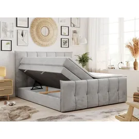 MKS King Boxspringbett 140 x 200 cm H4 Hellgrau