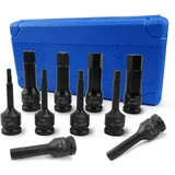 Raxfekro 10 Stück bit Schlagschrauber set 1/2 Zoll, Innensechskant torx nuss set H5 - H19 für Drehmomentschlüssel, Bohrersätze, Ratschenschlüssel usw