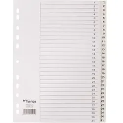 Register, 1-31, A4, 225x297mm, volle Höhe, weiß, PP