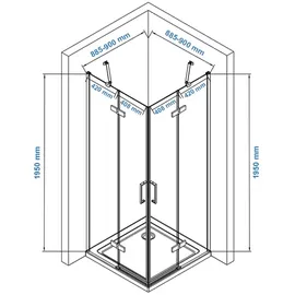 Bernstein Eckdusche mit Drehtür Eckeinstieg Dusche EX809 - Nano ESG-Sicherheitsglas - 90 x 90 x 195 cm