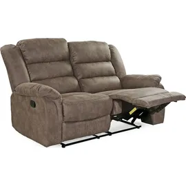 luma-home schönes für dein zuhause 2-SITZER-RELAXSOFA 153/93/103 cm Federkern, Liegefunktion verstellbar durch halbautomatische Relaxfunktion, Mikrofaser Vintage Grau Braun / 15133