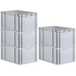 PROREGAL 5x Eurobox NextGen Grip | HxBxT 32x40x60cm | 65 Liter | Griffe geschlossen | Verstärkter Boden | Eurobehälter