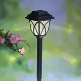 MARELIDA LED Solar Wegleuchte Laterne Gartenleuchte Stabbeleuchtung H: 44cm - Lichtsensor - schwarz