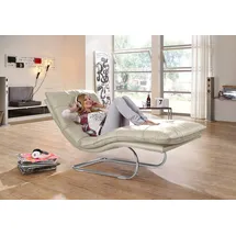 W.Schillig Relaxliege daily dreams Leder 75 x 91 x 170 cm grau mit Kissen