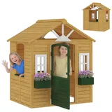 aiyaplay Spielhaus mit Tür und Fenster 134,5 x 97 x 150 cm Braun