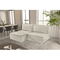 Fun Möbel Ecksofa Schlafsofa AMALIA Stoff Raven, Rundumbezug, inkl. Bettkasten beige