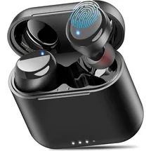 TOZO T6 Mini Bluetooth Kopfhörer 5,3 Kopfhörer Kabellos Bluetooth, 50 Std Tiefer Bass In Ear Ohrhörer mit Ladeetui, APP Steuerung, IPX8 Wasserdicht, ENC Noise Cancelling Kopfhörer - Schwarz