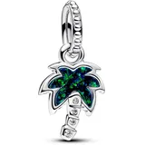 Pandora Moments Schimmernde Grüne Palme Charm-Anhänger Silber mit Zirkonia, Kompatibel Moments Armbändern, 793352C01