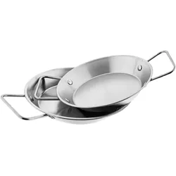 BratpfanneDoppelgriff Paellapfanne Metalltablett Edelstahl