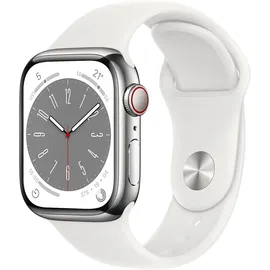 Apple Watch Series 8 GPS 45 mm Aluminiumgehäuse silber, Sportarmband weiß