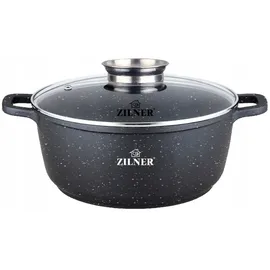 ZILNER 12-tlg Antihaftbeschichtet Kochtopfset Topfset Geschirrset Marmorbeschichtung, Induktion Topf-set ZL-8528 - Schwarz