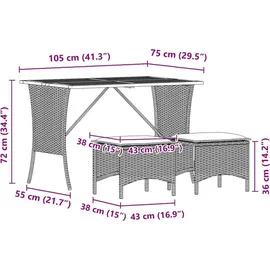 vidaXL Garten-Essgruppe 3-tlg. Grau