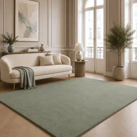 The CarPET Teppich THE CARPET "kuschelig & Super Soft, Anti-Rutsch Unterseite", grün, B:60cm H:16mm L:110cm, Polyester, Teppiche, Teppich, Waschbar bis 30 Grad, Felloptik, Wohnzimmer Teppich, Kundenliebling