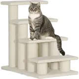 PawHut Tiertreppe Hundetreppe 4 Stufen Beige/Grau 63,5x43x60 cm