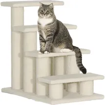 PawHut Tiertreppe Hundetreppe 4 Stufen Beige/Grau 63,5x43x60 cm