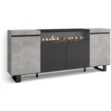 SKRAUT HOME Sideboard, Grau, Holzwerkstoff, Rechteckig, 35x87x200 cm, Wohnzimmer, Kommoden - Sideboards, Sideboards