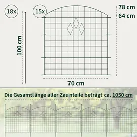 VERDOBA Teichzaun 15 x 100 cm Grün/Metall