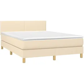 vidaXL Boxspringbett mit Matratze & LED Creme 140x200 cm Stoff