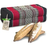 livasia Stützkissen Yogakissen (Classic) vegan und handgefertigt, 17x34x12cm, Kapok rot|schwarz