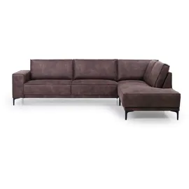 OTTO home Ecksofa OTTO HOME "OLAND L-Form, B: 289 cm, Skandi-Design", braun (dunkelbraun), B:289cm H:85cm T:210cm, Struktur weich (100% Polyester);Luxus-Microfaser (100% Polyester);Webstoff (100% Polyester), Sofas, Ecksofa, Struktur, Flachgewebe, Luxus-Microfaser,