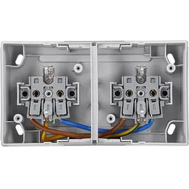 HHG Schuko-Steckdose 2-fach Aufputzmontage IP54 Grau