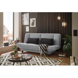 Schlafsofa ED EXCITING DESIGN "Amalia", grau, B:200cm H:88cm T:90cm, 100% Polyester, Sofas, mit Schlaffunktion und Bettkasten