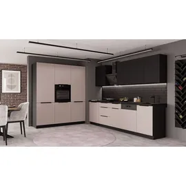 Küchen-Preisbombe Küchenzeile ARONA SIENA 280 + 180 cm beige matt + schwarz matt