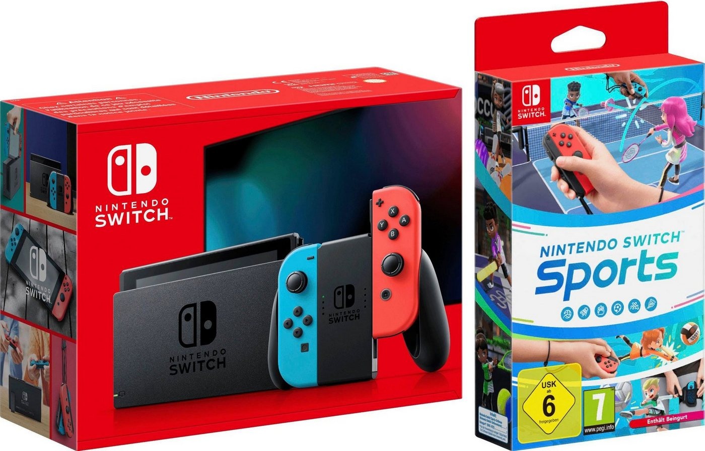 Nintendo Switch, inkl. Switch Sports blau|rot|schwarz