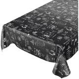 ANRO Wachstuchtischdecke abwaschbar 2.0 140 x 160 cm Schwarz