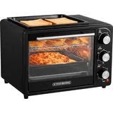 Steinborg 3in1 Minibackofen 20L mit Grillplatte Umluft 1300W schwarz