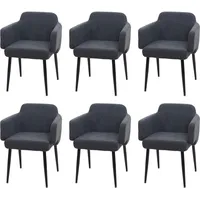 Mendler 6er-Set Esszimmerstuhl HWC-L13, Polsterstuhl Küchenstuhl Stuhl mit Armlehne,