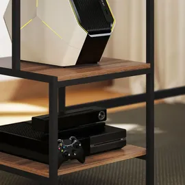 Homcom Schreibtisch Computertisch mit Monitorständer, CPU-Ständer, Bürotisch mit Druckerablage, PC Tisch mit 4 Regalen, Modern-Design für Home ... - Braun