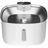 HT Trinkbrunnen für Katze, Edelstahl Kabellos mit Sensor, Akku 4000mAh, 3 Modi und Leiser Pumpe, Weiß weiß