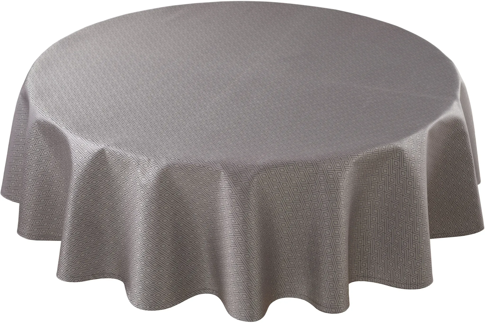 Tischdecke CURT BAUER "3947 Riga, rund, mit Rautenmotiv, Damast-Tischwäsche", grau (stone), Ø:160cm, Damast-Halbzwirn, Tischdecken, aus 59% Baumwolle, 41% Polyester, merzerisiert, mit Fleckschutz