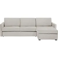 Schlafsofa PLACES OF STYLE "GOLDPOINT Ecksofa 264 cm, Liegefläche (140/200cm), L-Form" Sofas Gr. B/H/T: 264cm x 85cm x 157cm, Struktur weich, Recamiere rechts, beige (sand) Bettfunktion, Bonell-Federkernmatratze und Dauerschläfer-Funktion