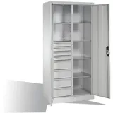 C+P Werkstattschrank mit 8 Schubladen | HxBxT 195x93x50cm | Lichtgrau von PROREGAL